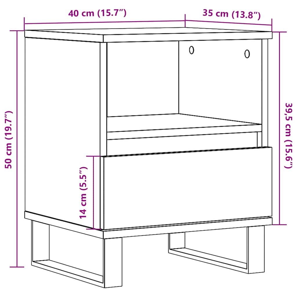 Nachttisch Grau Sonoma 40x35x50 cm Holzwerkstoff